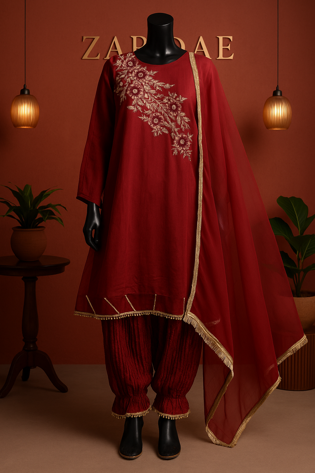 Rang-e-Mohabbat – Red Chiffon 3Pc Suit
