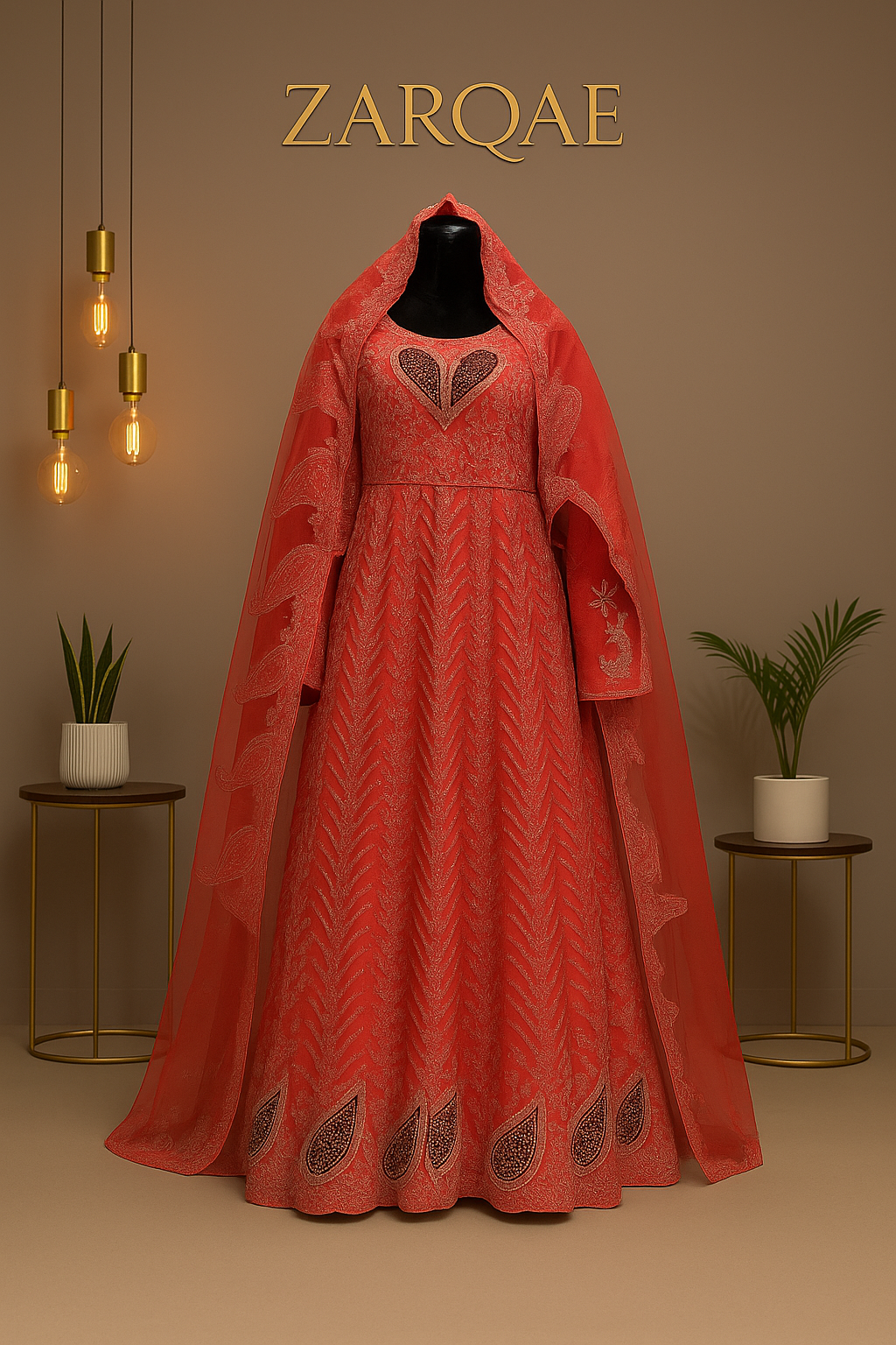 3Pc Maxi Net with Ari Work & Elegant Embroidery