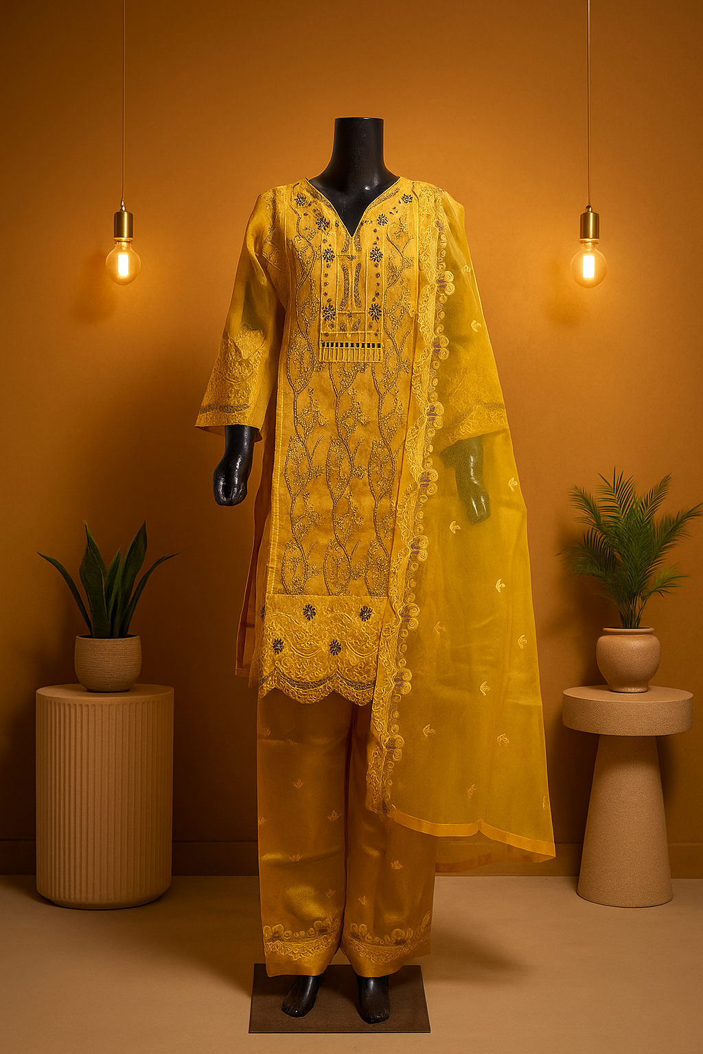 Noor-e-Naz – Khadi Net 3Pc with Sequin Embroidery