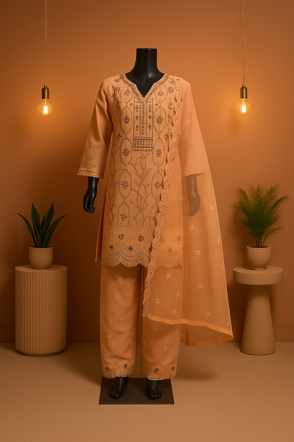 Noor-e-Naz – Khadi Net 3Pc with Sequin Embroidery