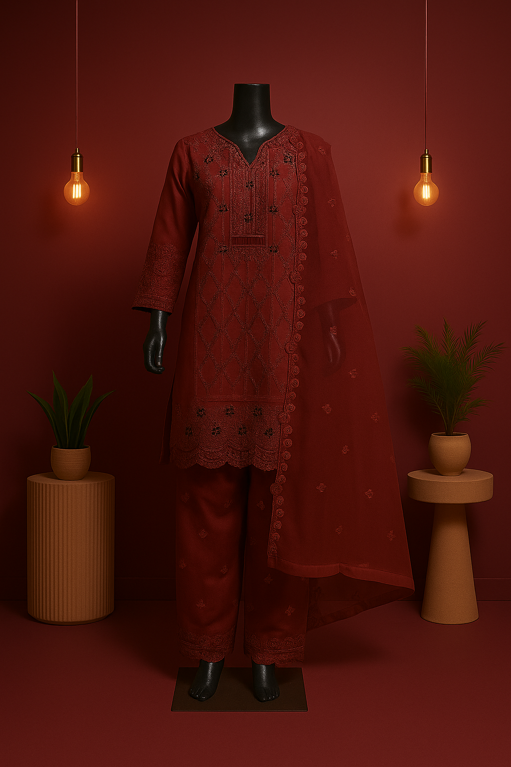 Noor-e-Naz – Khadi Net 3Pc with Sequin Embroidery