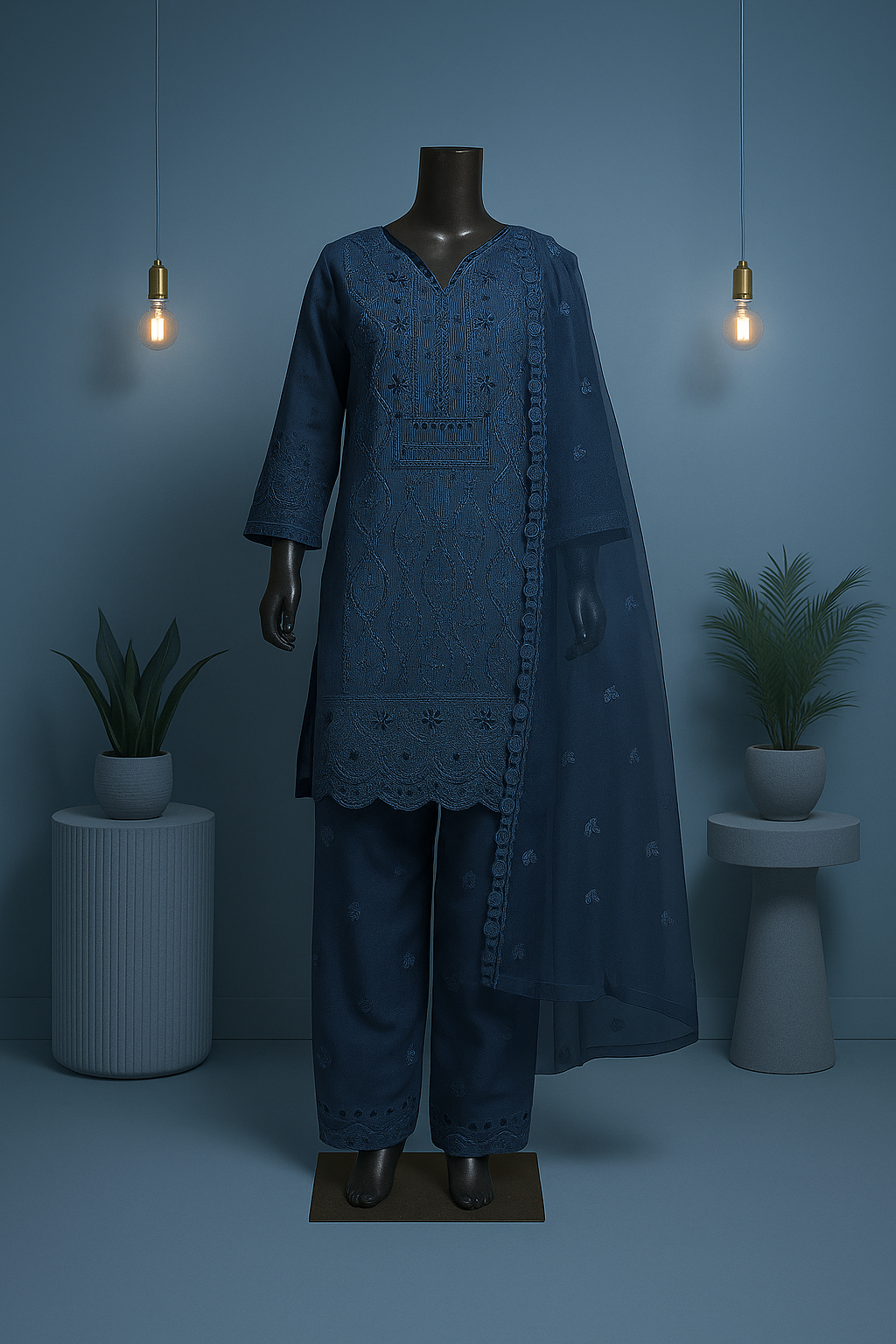 Noor-e-Naz – Khadi Net 3Pc with Sequin Embroidery