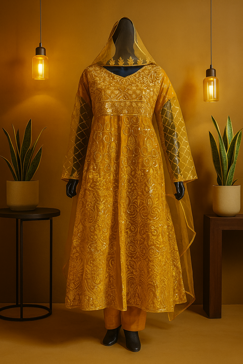 Rang-e-Zard – Yellow Net 3Pc Suit
