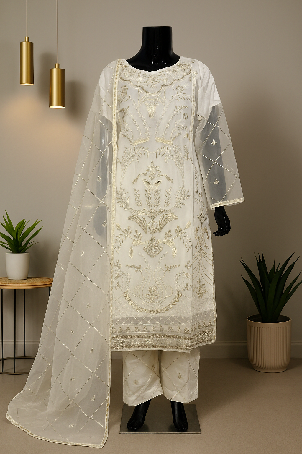 Rang-e-Safaid – White Organza 3Pc Suit