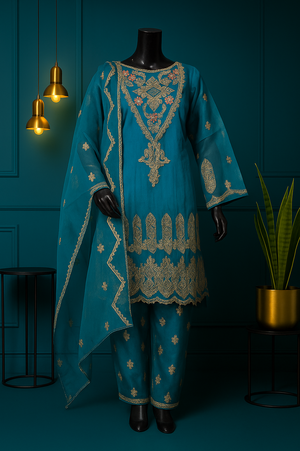 Rang-e-Aasmaan – Sky Organza 3Pc Suit
