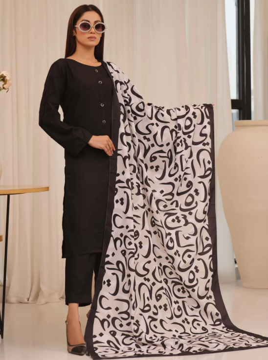 Hujoom Dupatta (White n Black)