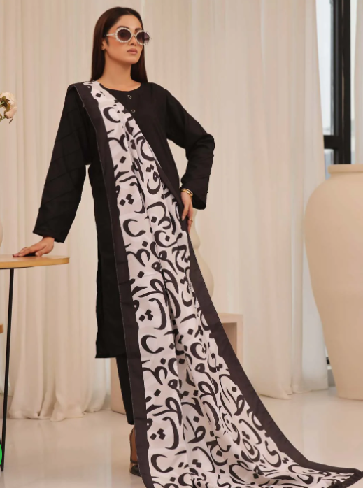 Hujoom Dupatta (White n Black)