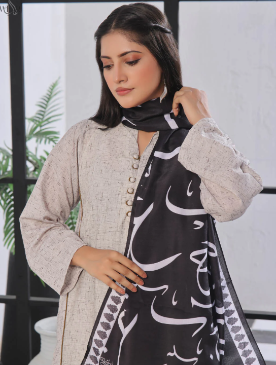 Huroof V2 Dupatta (Black)