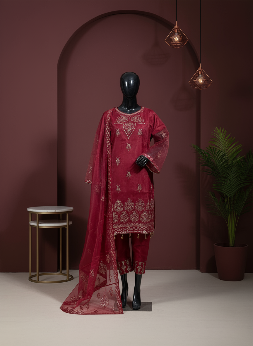 Rang-e-Muhabat – Red Organza 3Pc Suit