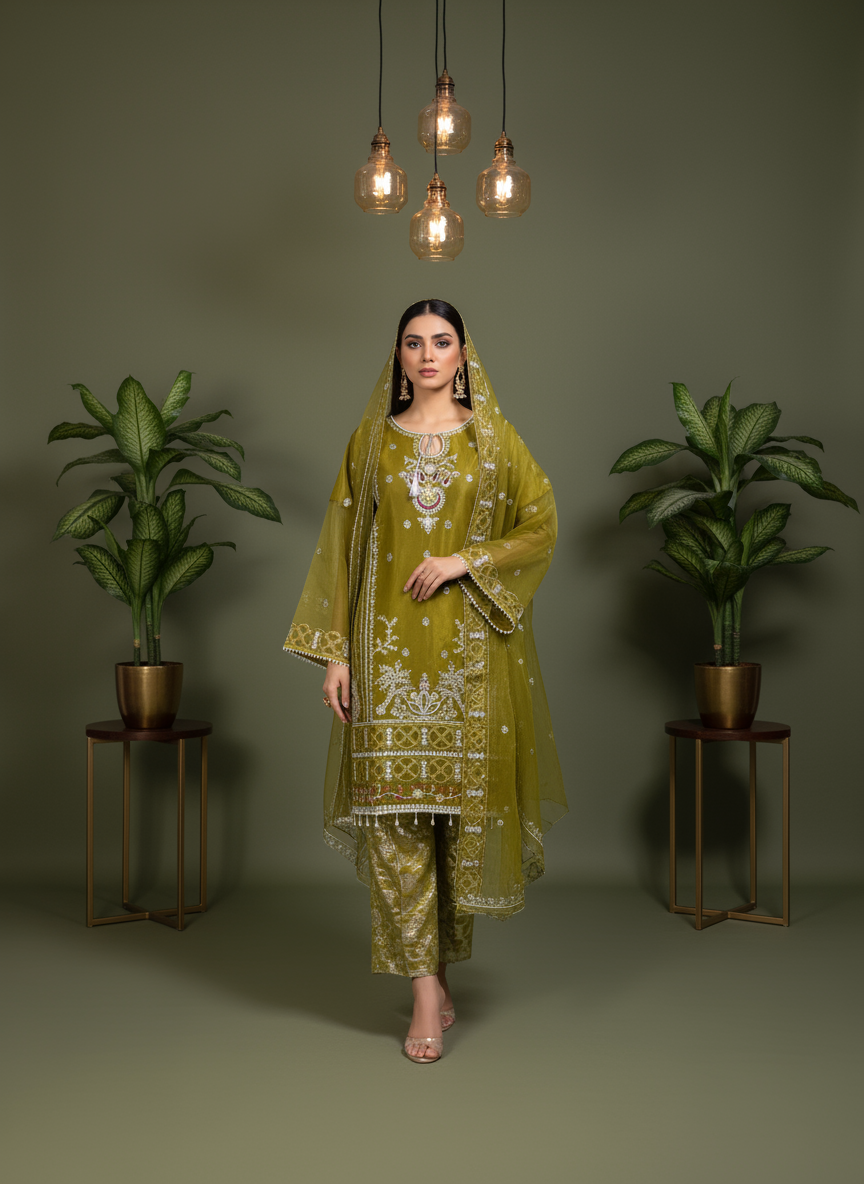Rang-e-Mahendii – Organza 3Pc Suit